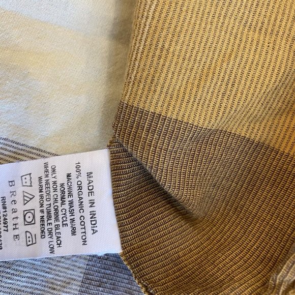 PrAna Brighton Shirt Mens Medium Shirt Sleeve Button Down Yellow Plaid - Picture 8 of 8